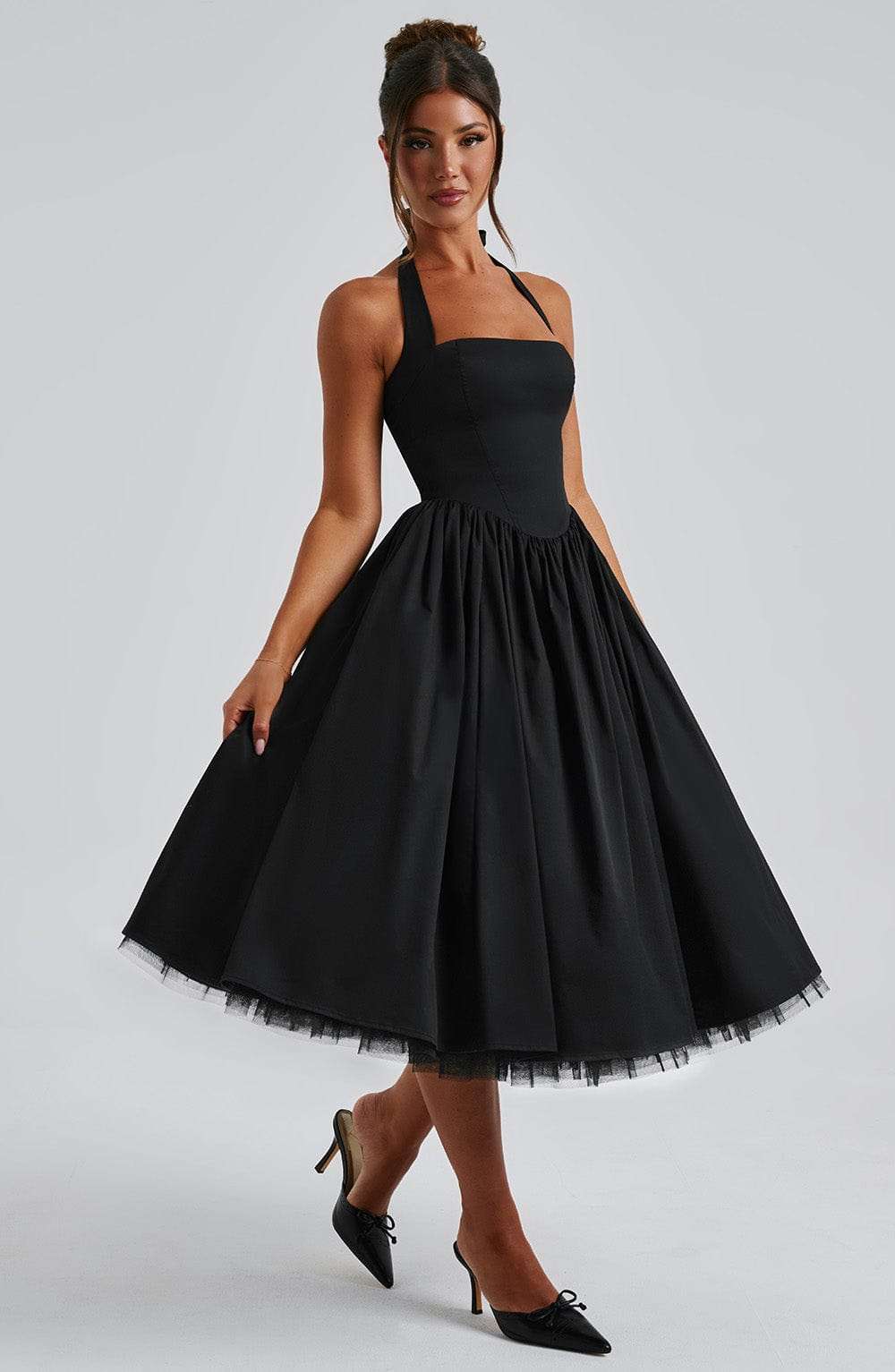 Cressida Midi Dress - Black Ryvelle