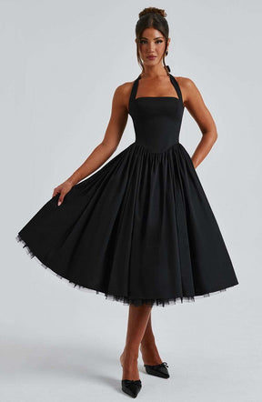 Cressida Midi Dress - Black Ryvelle