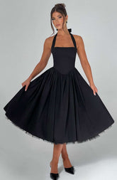 Cressida Midi Dress - Black Ryvelle