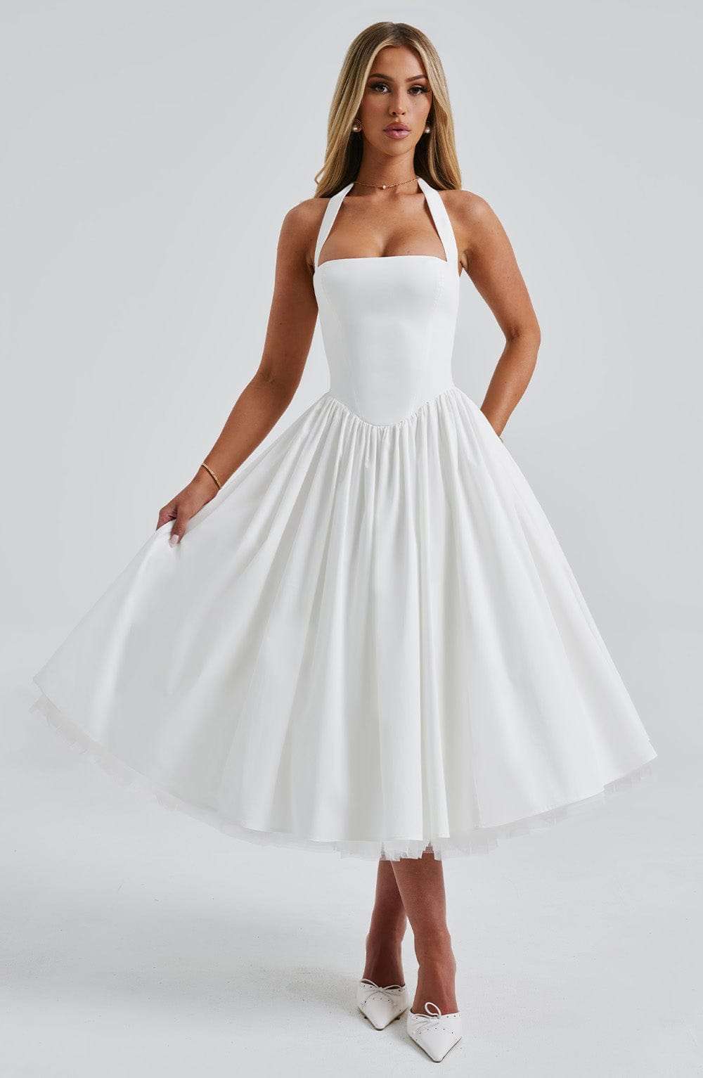 Cressida Midi Dress - Ivory Ryvelle