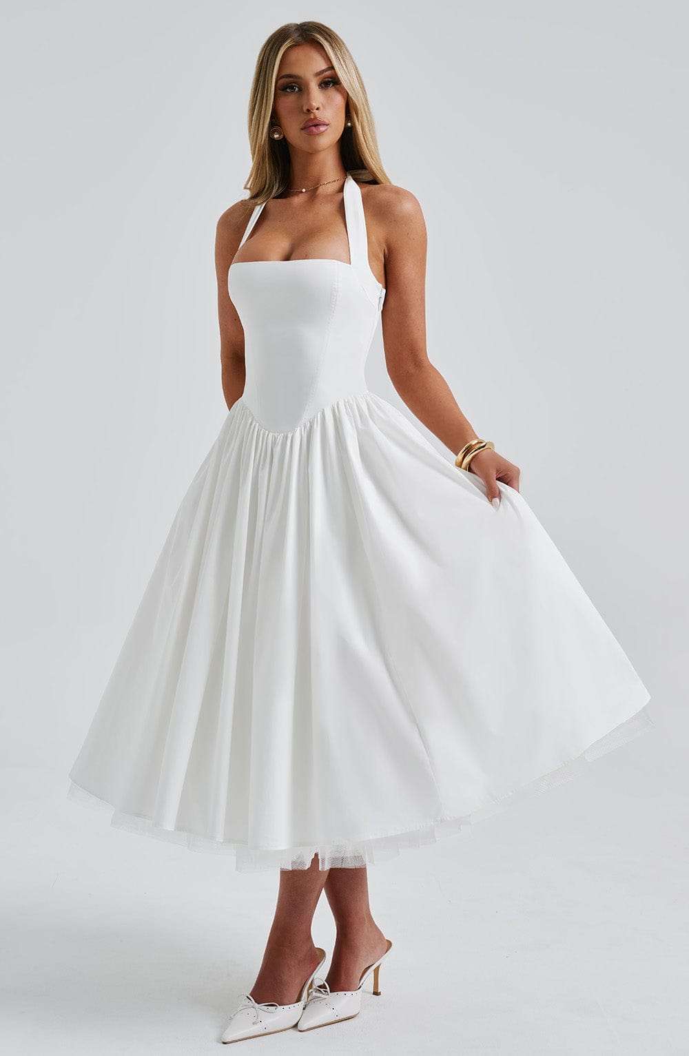 Cressida Midi Dress - Ivory Ryvelle