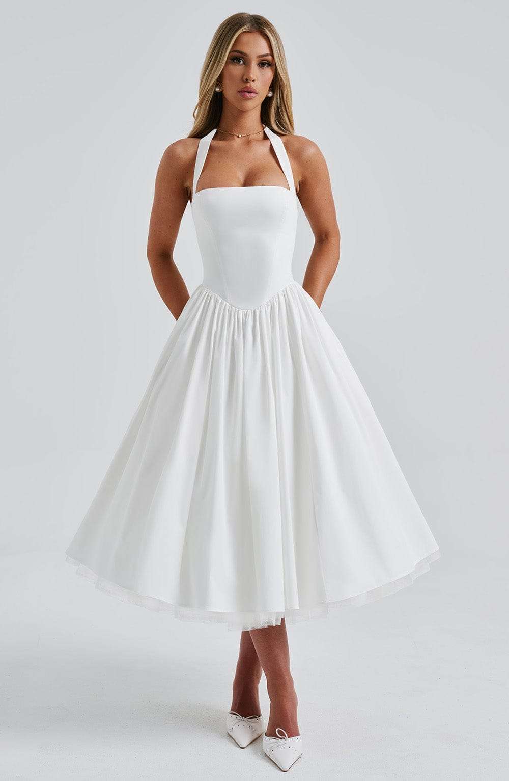 Cressida Midi Dress - Ivory Ryvelle