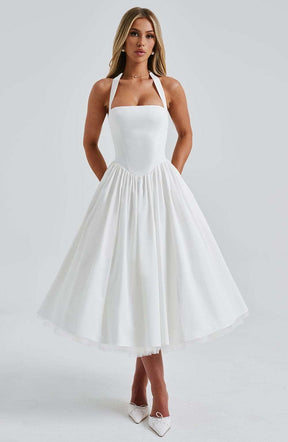 Cressida Midi Dress - Ivory Ryvelle