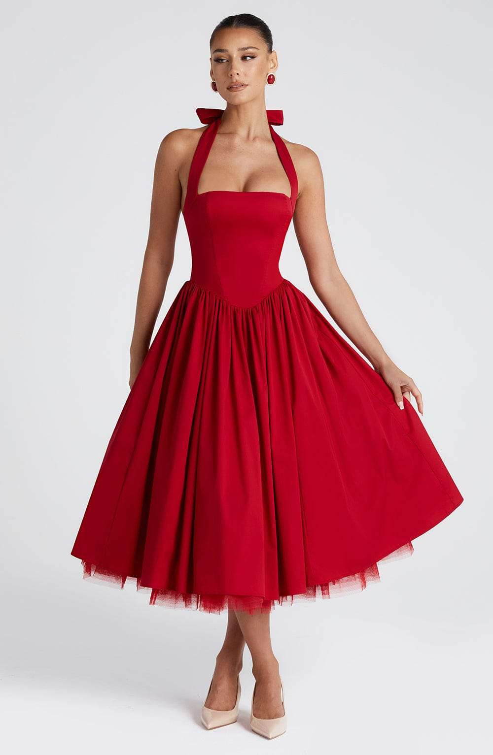 Cressida Midi Dress - Red Ryvelle