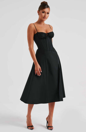 Deanna Midi Dress - Black Ryvelle