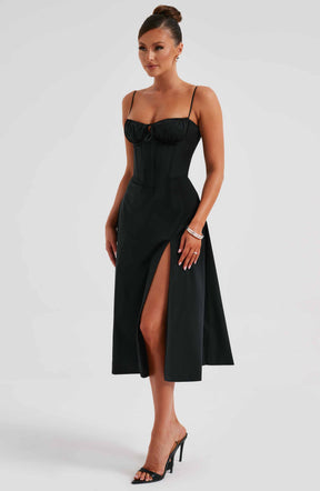 Deanna Midi Dress - Black Ryvelle