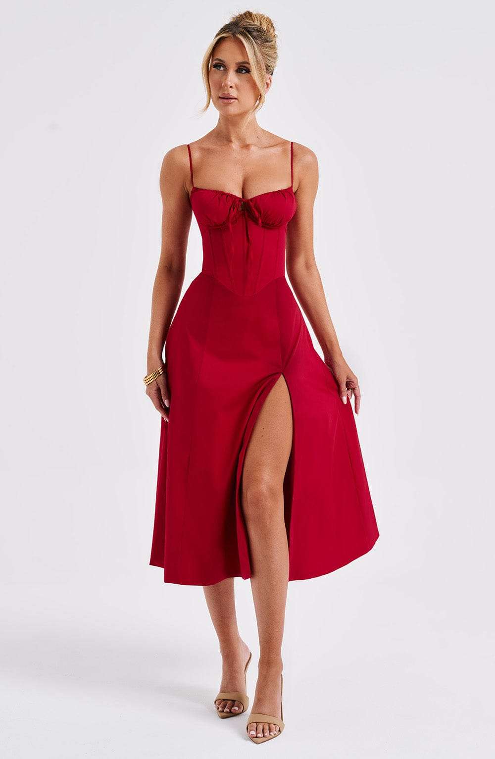 Deanna Midi Dress - Red Ryvelle