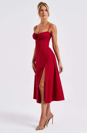 Deanna Midi Dress - Red Ryvelle