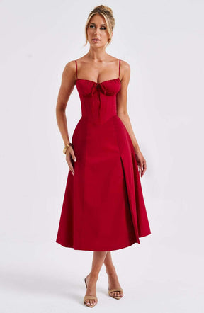 Deanna Midi Dress - Red Ryvelle