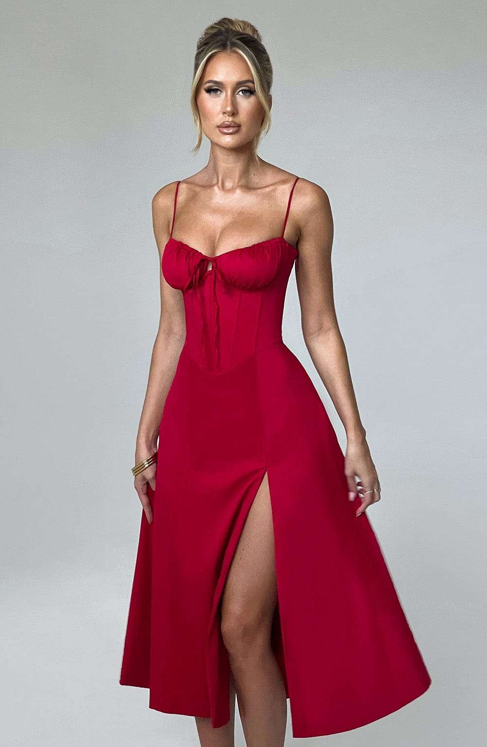 Deanna Midi Dress - Red Ryvelle