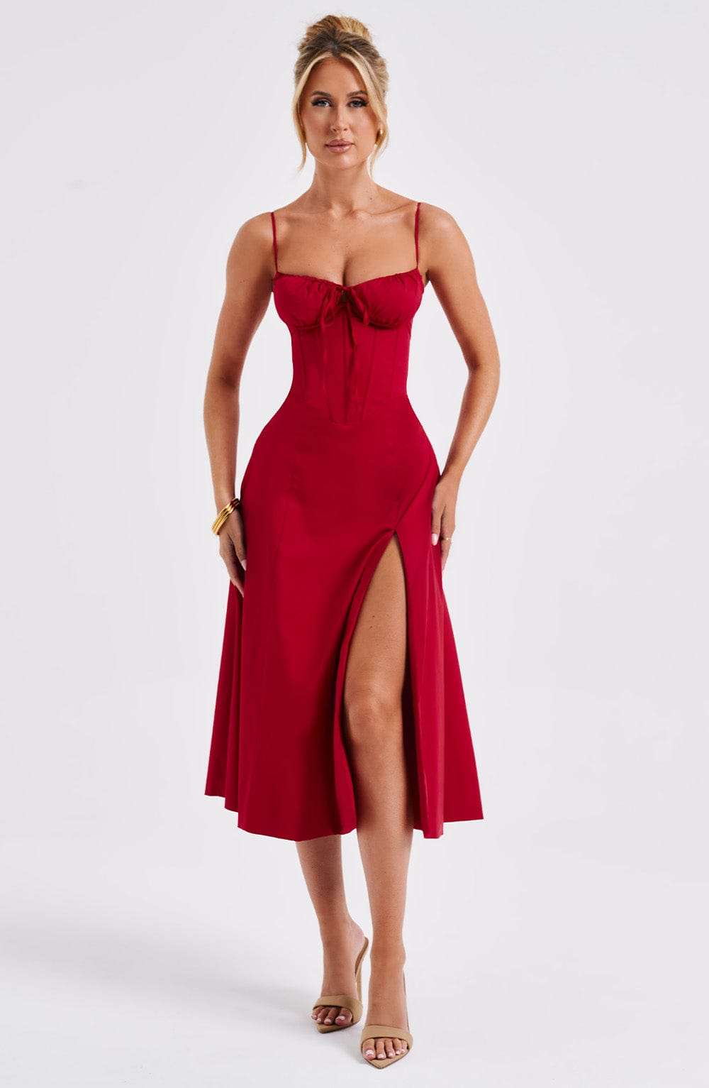 Deanna Midi Dress - Red Ryvelle