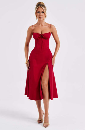 Deanna Midi Dress - Red Ryvelle