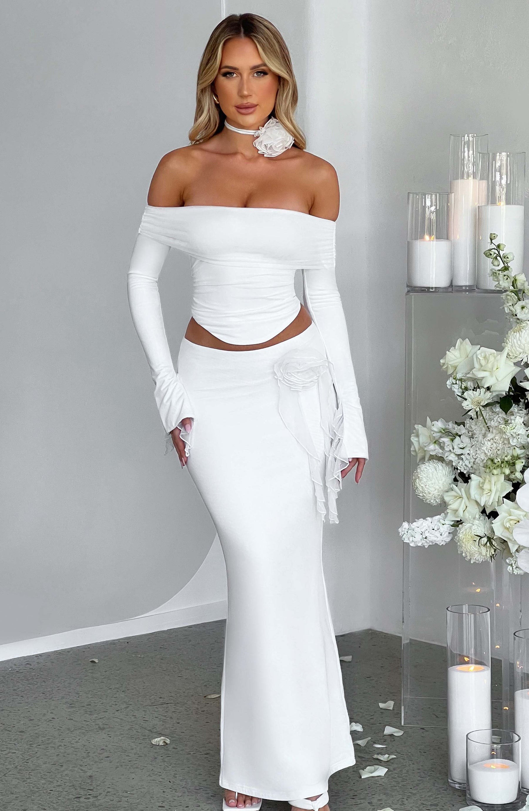 Deema Maxi Skirt - Ivory Ryvelle