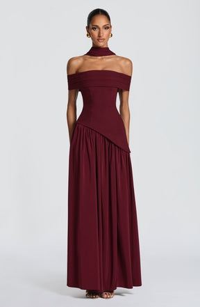 Delilah Maxi Dress - Cherry Lacquer Ryvelle