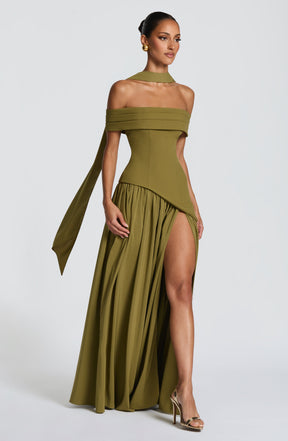 Delilah Maxi Dress - Deep Olive Ryvelle