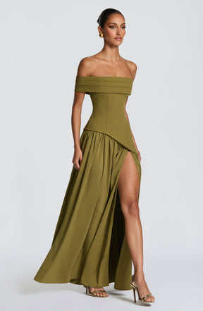 Delilah Maxi Dress - Deep Olive Ryvelle