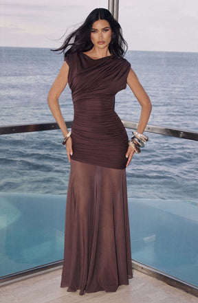 Demelza Maxi Dress - Plum Brown Ryvelle