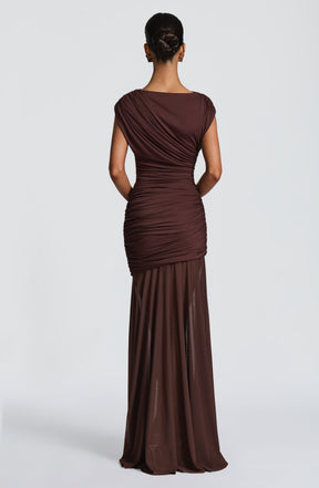Demelza Maxi Dress - Plum Brown Ryvelle