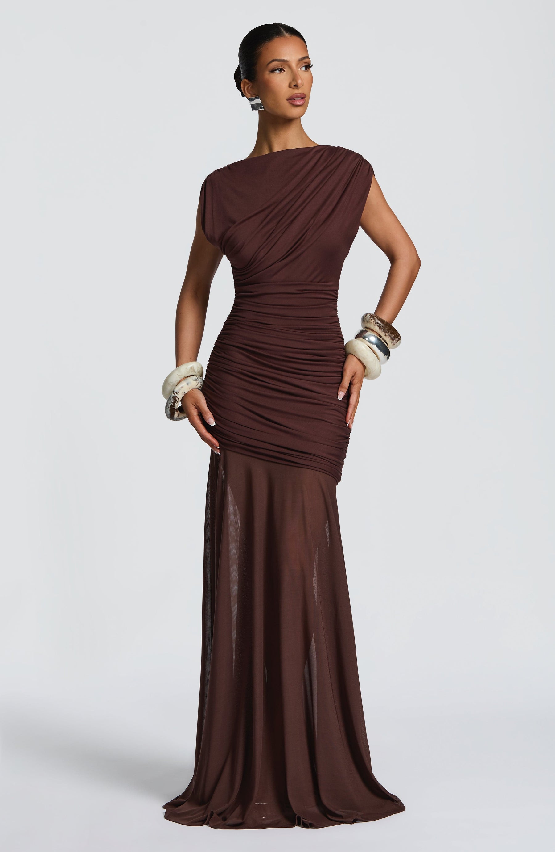 Demelza Maxi Dress - Plum Brown Ryvelle
