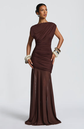 Demelza Maxi Dress - Plum Brown Ryvelle