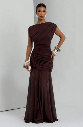 Demelza Maxi Dress - Plum Brown Ryvelle