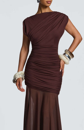 Demelza Maxi Dress - Plum Brown Ryvelle
