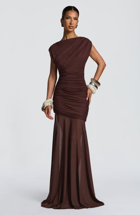 Demelza Maxi Dress - Plum Brown Ryvelle