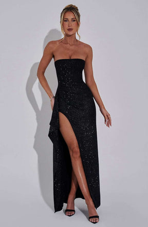 Dhalia Maxi Dress - Black Sparkle Ryvelle