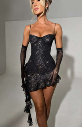 Dixie Mini Dress - Black Sparkle Ryvelle