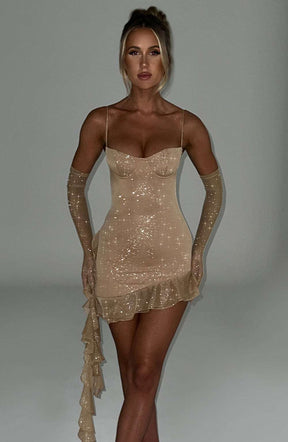 Dixie Mini Dress - Gold Sparkle Ryvelle