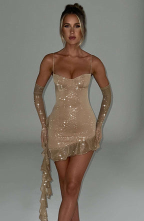 Dixie Mini Dress - Gold Sparkle Ryvelle