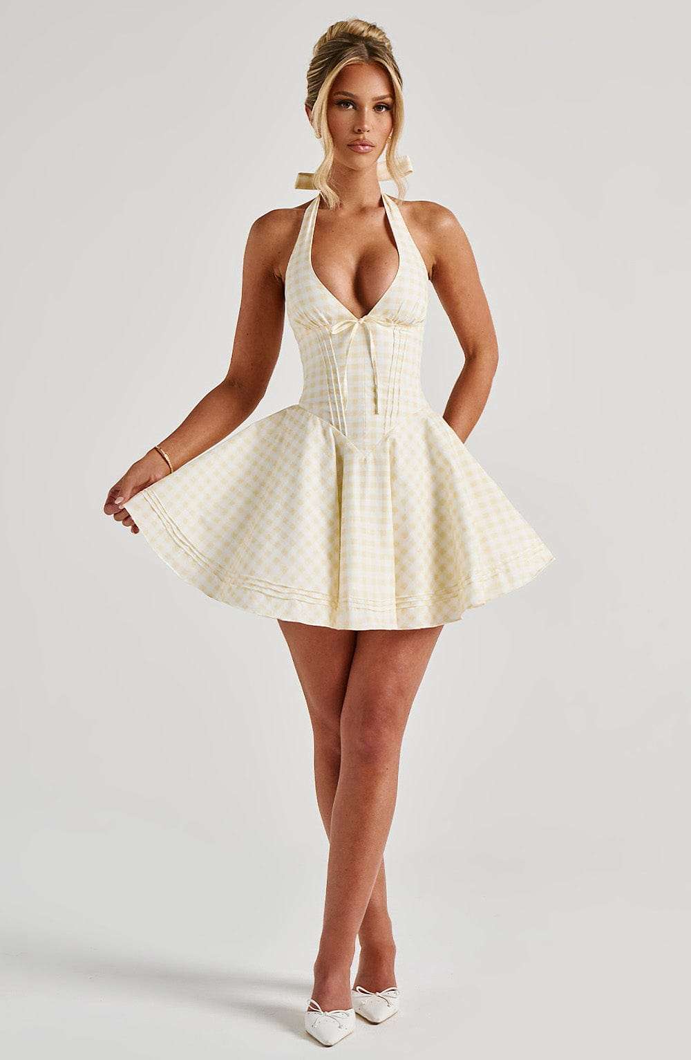 Doris Mini Dress - Lemon Gingham Ryvelle