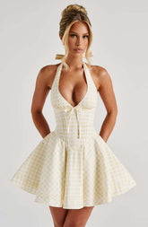 Doris Mini Dress - Lemon Gingham Ryvelle