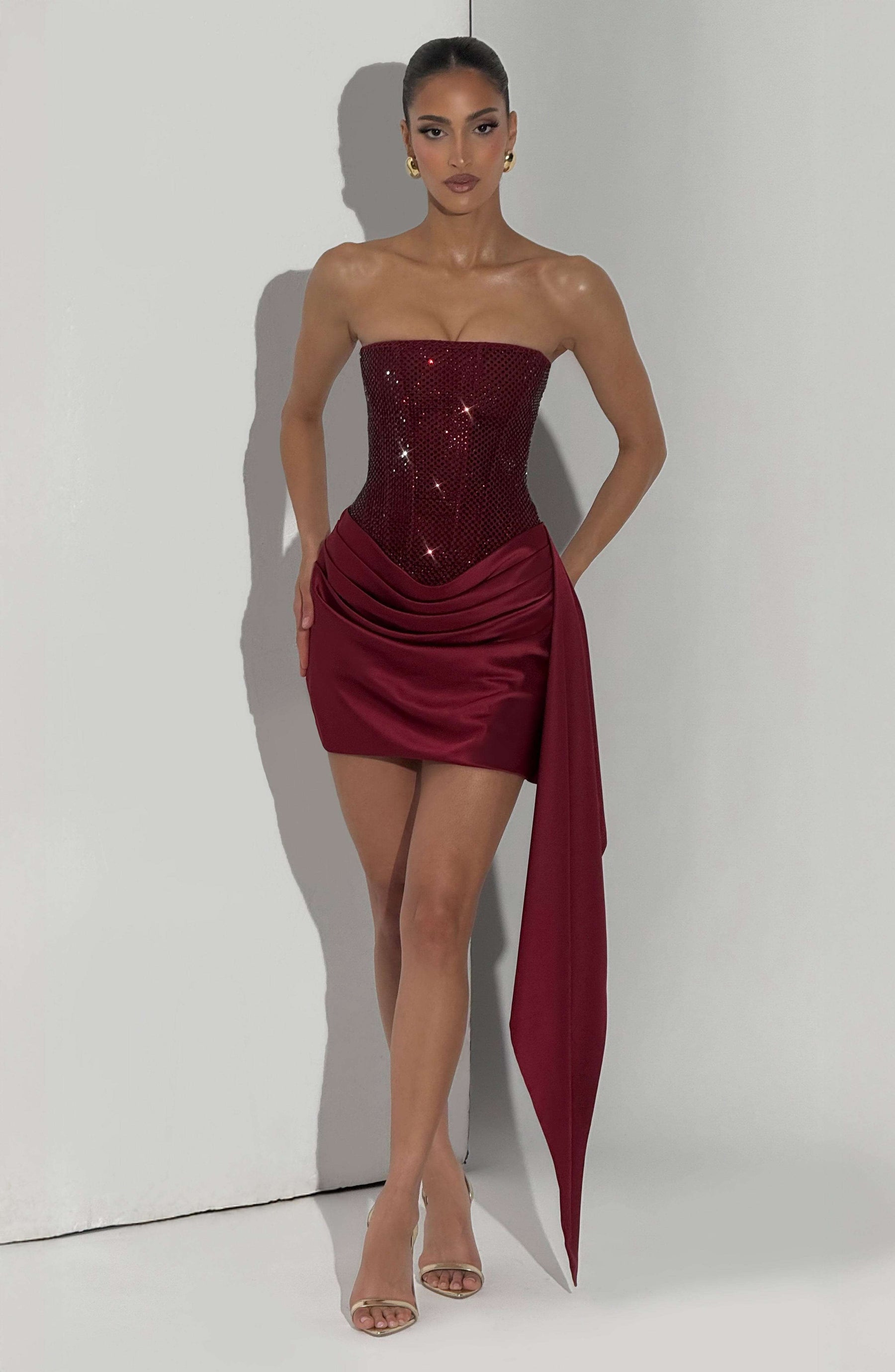Ebony Mini Dress - Burgundy Ryvelle