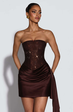 Ebony Mini Dress - Plum Brown Ryvelle