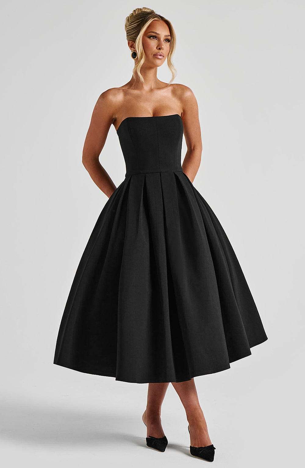 Edith Midi Dress - Black Ryvelle
