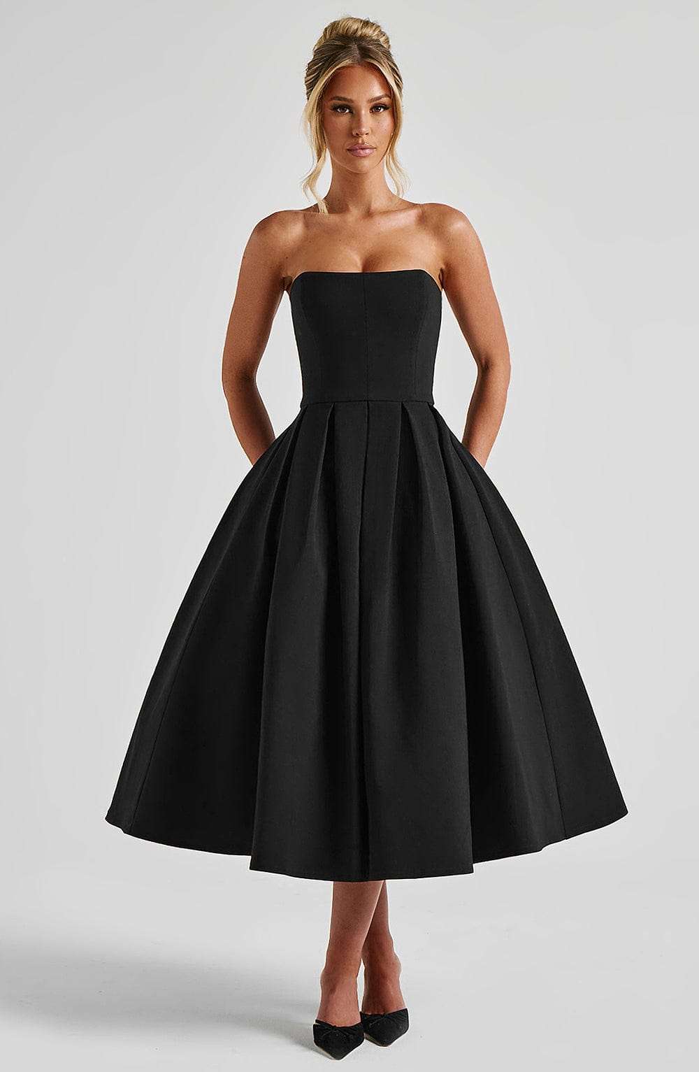 Edith Midi Dress - Black Ryvelle