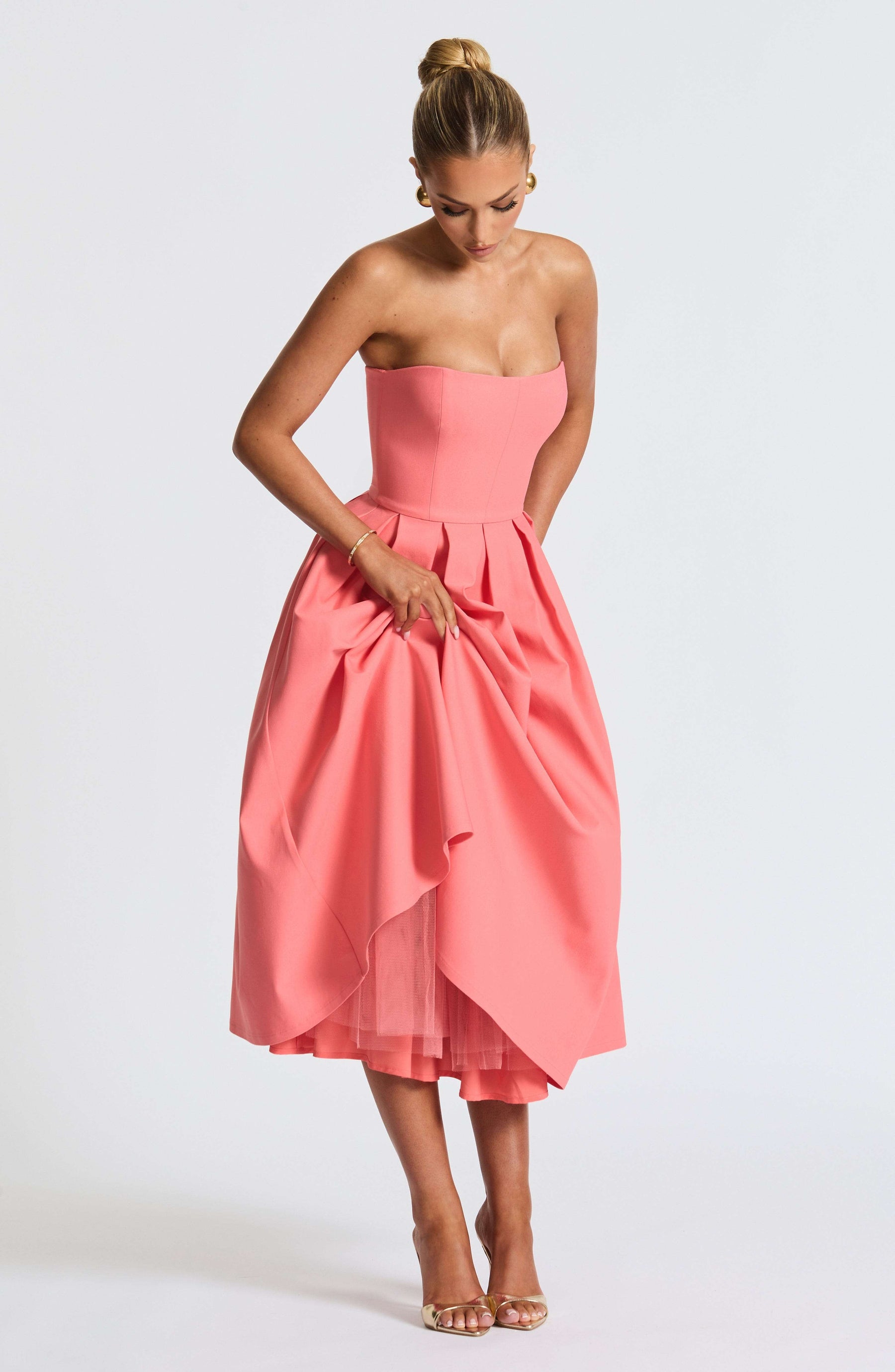 Edith Midi Dress - Coral Pink Ryvelle