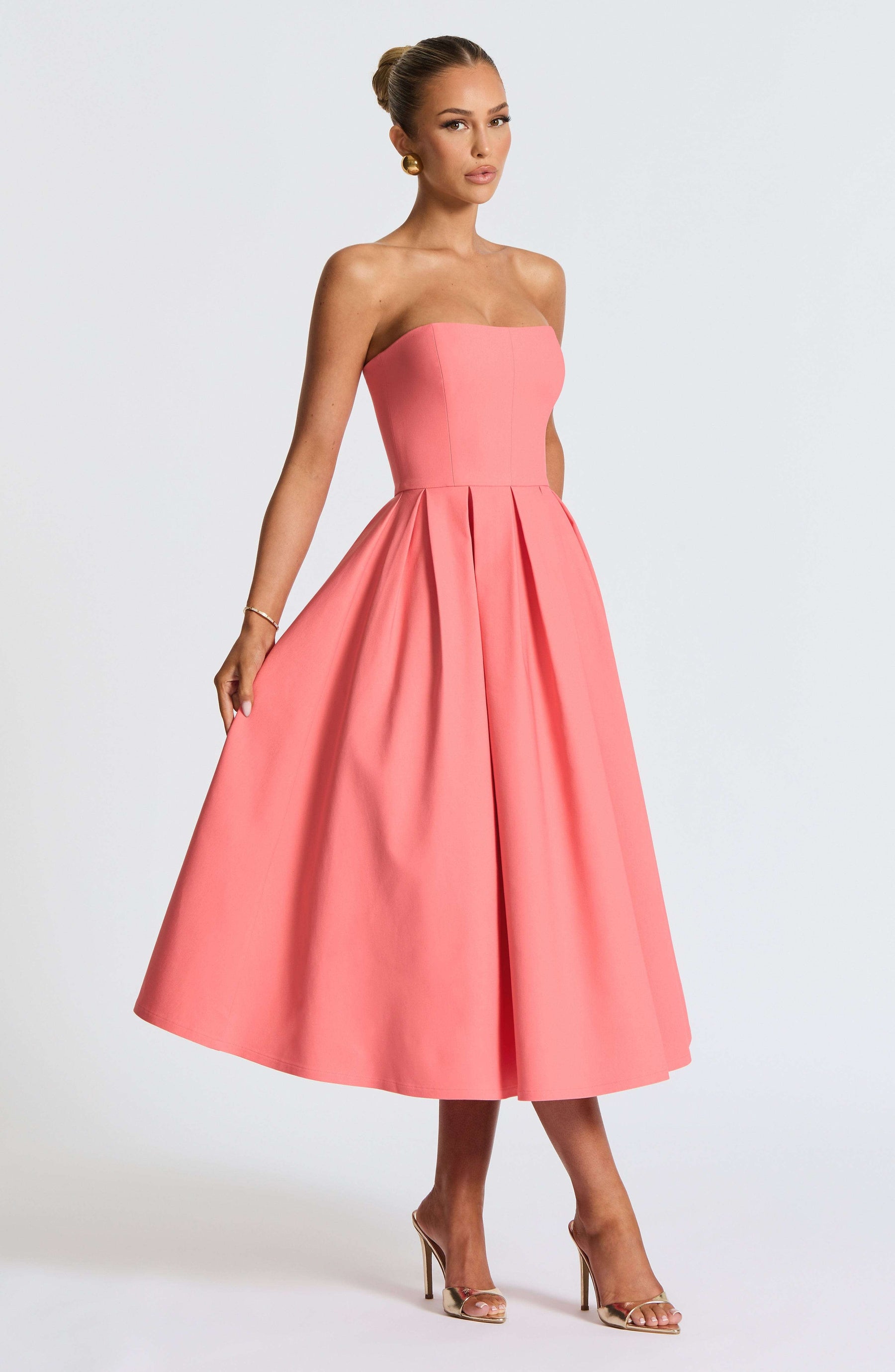 Edith Midi Dress - Coral Pink Ryvelle