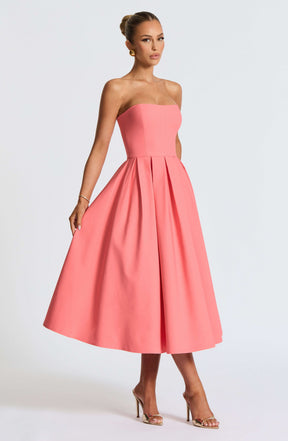 Edith Midi Dress - Coral Pink Ryvelle