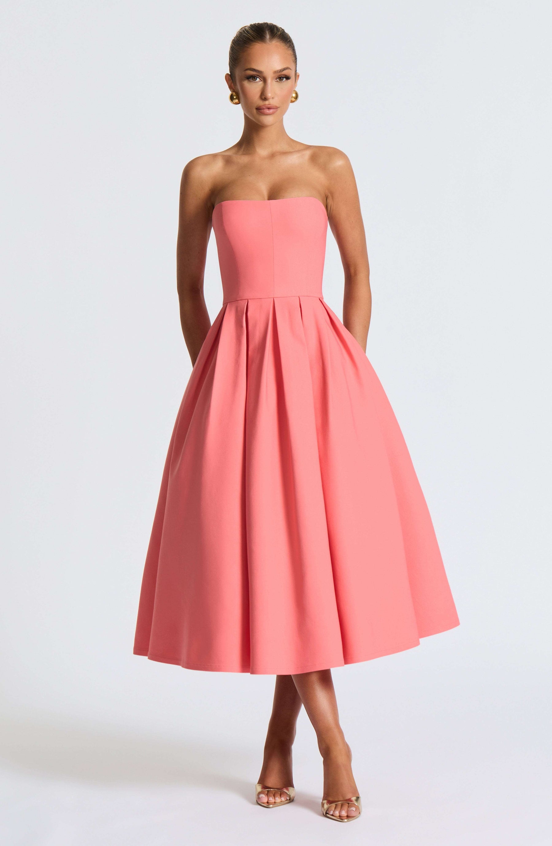 Edith Midi Dress - Coral Pink Ryvelle