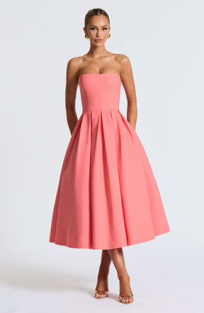 Edith Midi Dress - Coral Pink Ryvelle