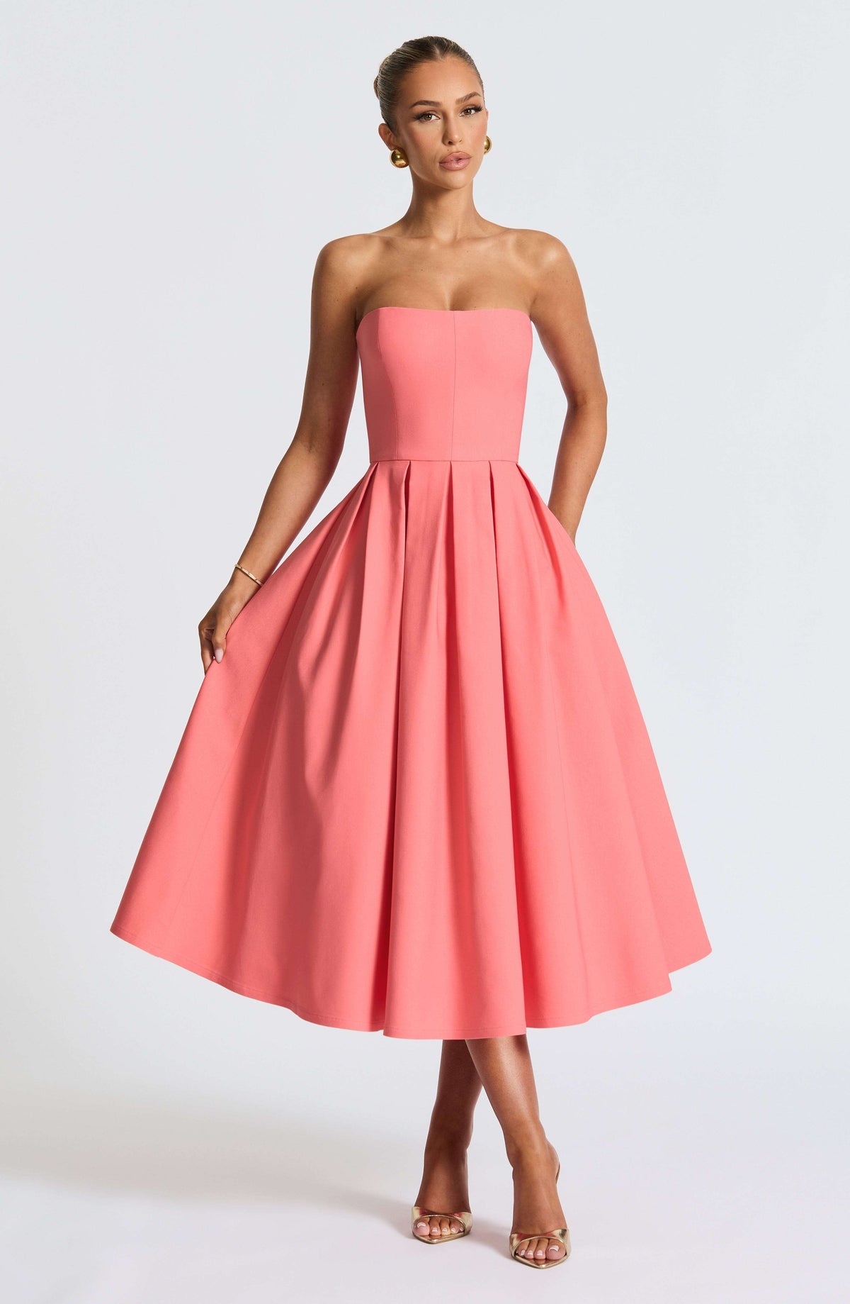 Edith Midi Dress - Coral Pink Ryvelle