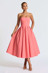 Edith Midi Dress - Coral Pink Ryvelle