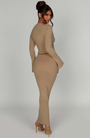 Elia Maxi Skirt - Beige Ryvelle