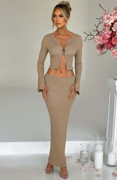 Elia Maxi Skirt - Beige Ryvelle