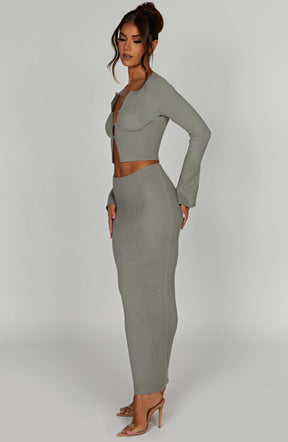 Elia Maxi Skirt - Khaki Ryvelle