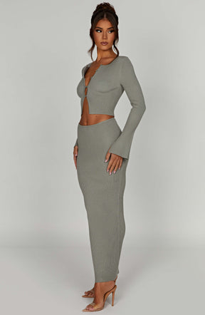 Elia Maxi Skirt - Khaki Ryvelle
