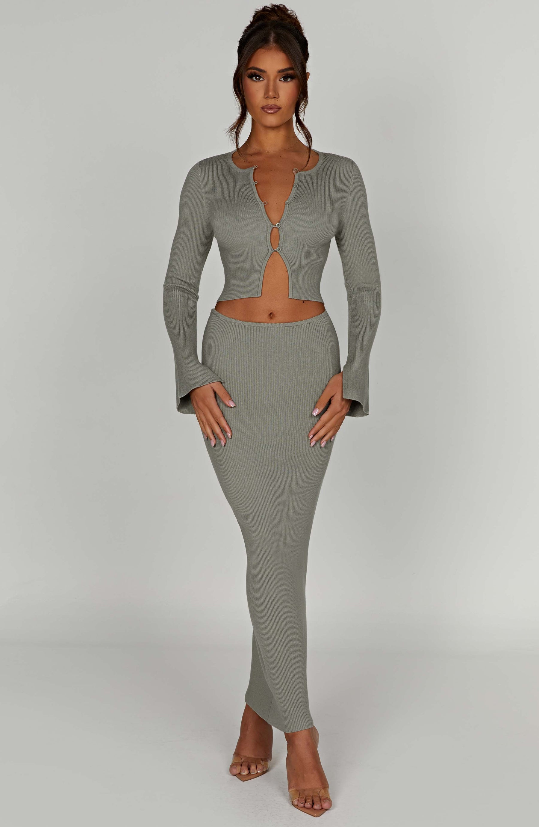 Elia Maxi Skirt - Khaki Ryvelle