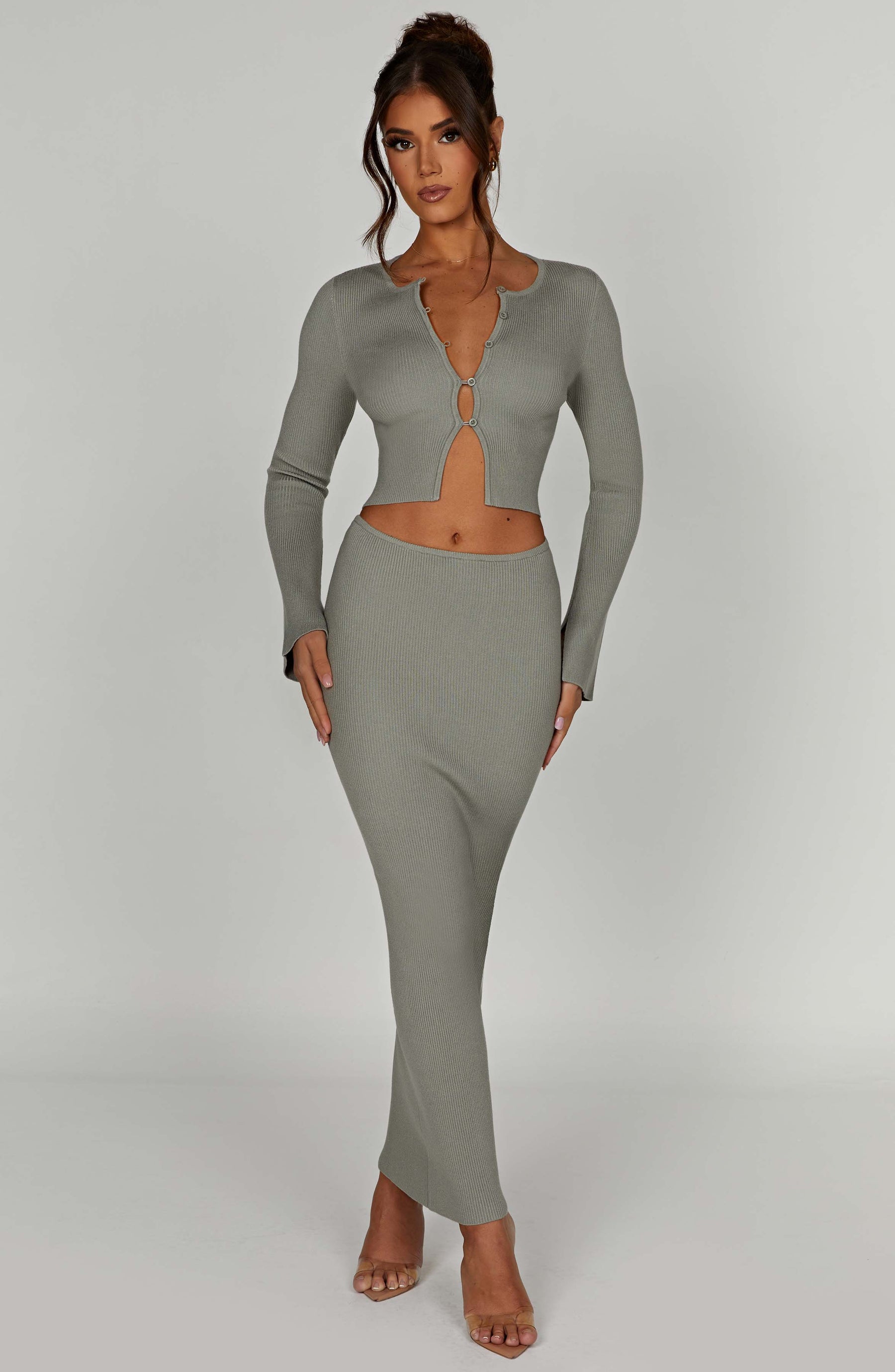 Elia Maxi Skirt - Khaki Ryvelle